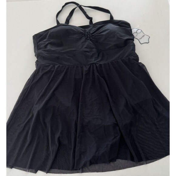 Plus Size Swimdress One Piece Swimsuit Tummy Control black Skirt size 2x 18-20W - Picture 5 of 13